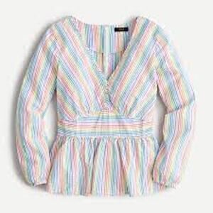 J Crew Rainbow Seersucker Blouse Size 0